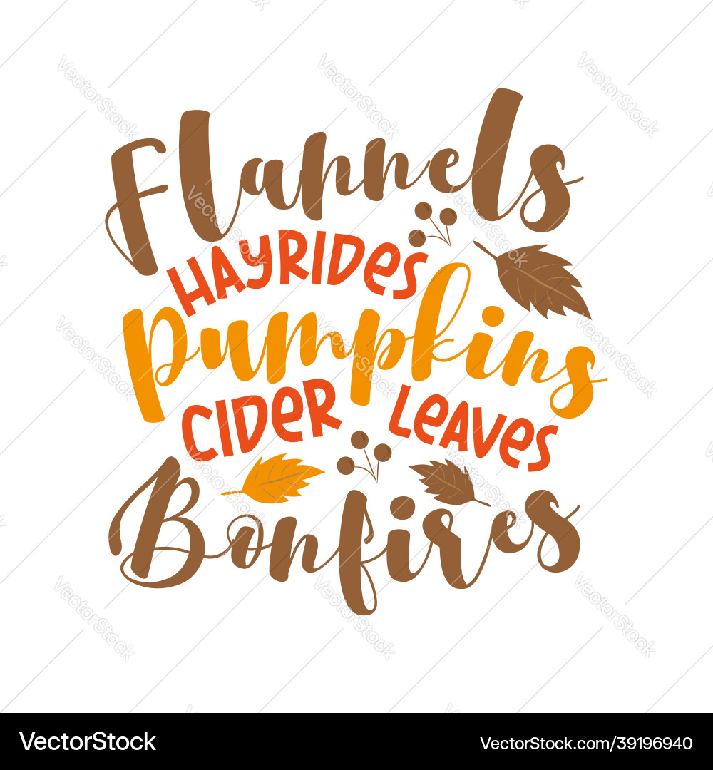 Flannels hayrides pumpkins cider hinterlässt feuer Flannels hayrides pumpkins cider hinterlässt feuer vektorbild