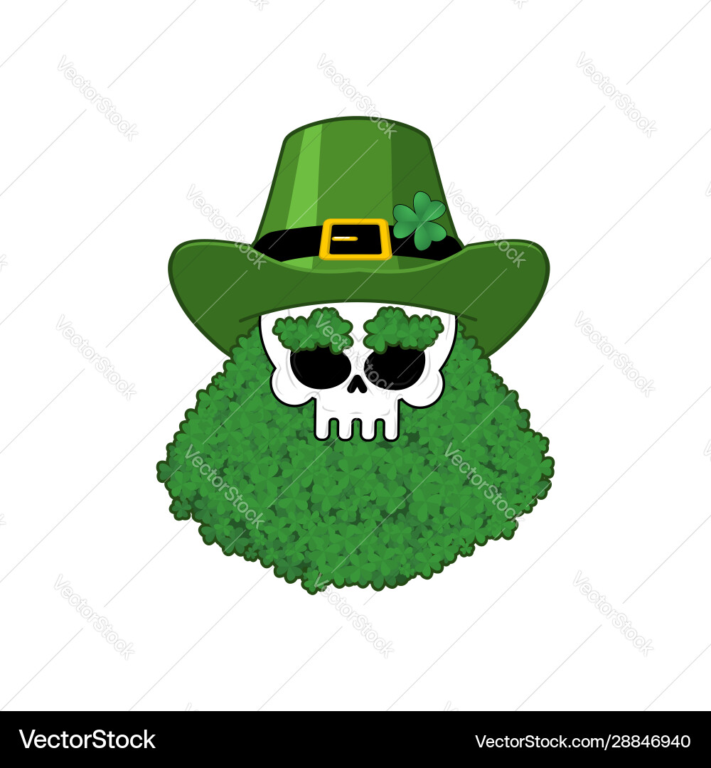 Skull leprechaun Bart in Shamrock Skelett Skull leprechaun Bart in Shamrock Skelett vektorbild