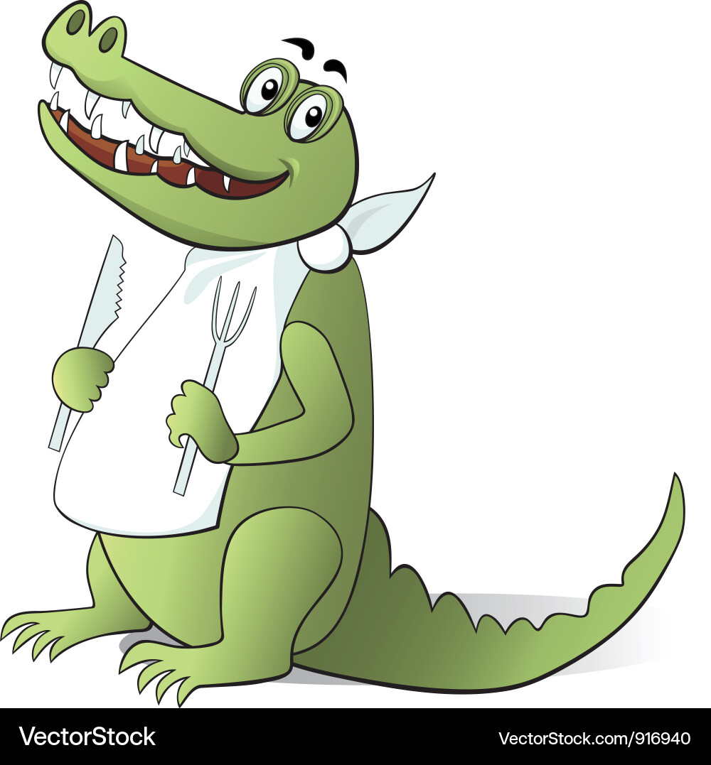 Smiling Crocodile with Fork Vector Image
