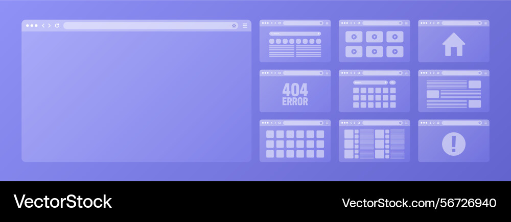 Web browser window transparent pages layout Web browser window transparent pages layout vector image