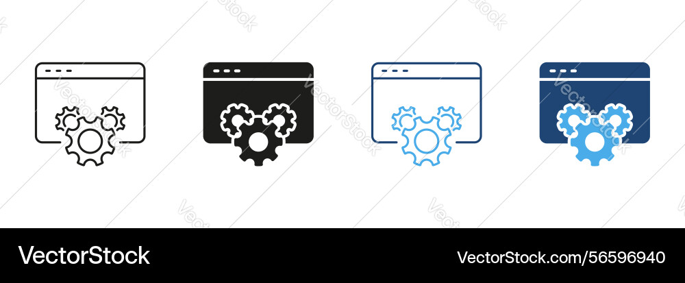 Web browser with gears icon set website Web browser with gears icon set website Vector Image