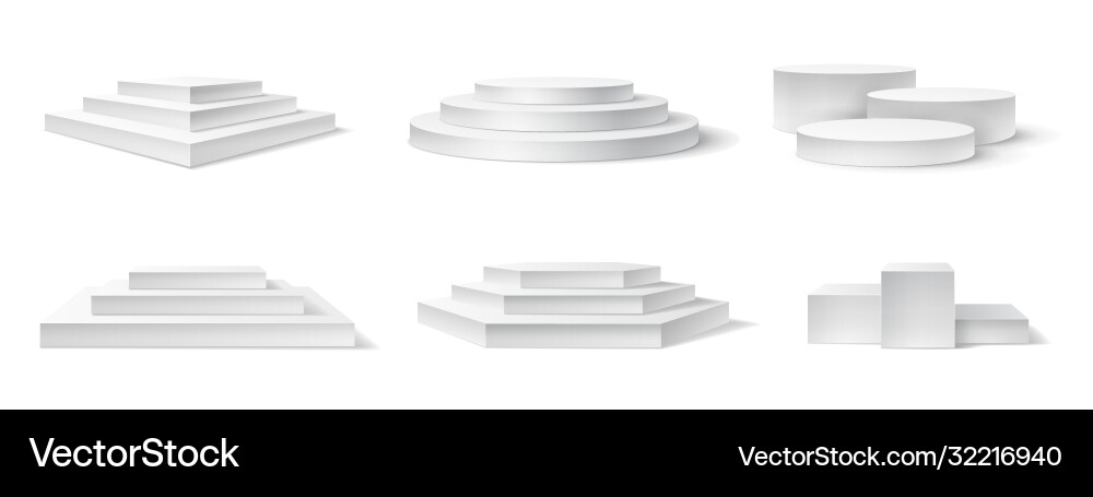 White 3D Empty Podium Vector Image
