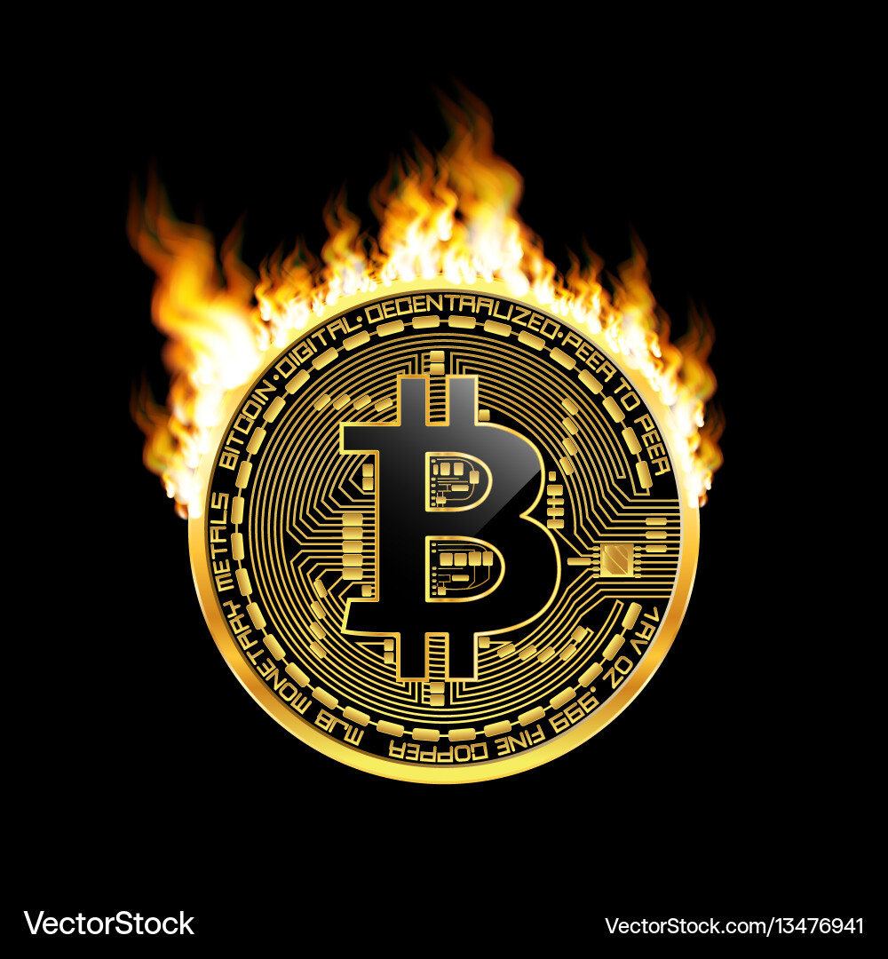 Bitcoin Flame Crypto Symbol – Royalty-Free Vector | VectorStock
