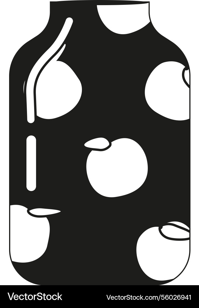 Black-and-white jar with apple pattern Vector Image