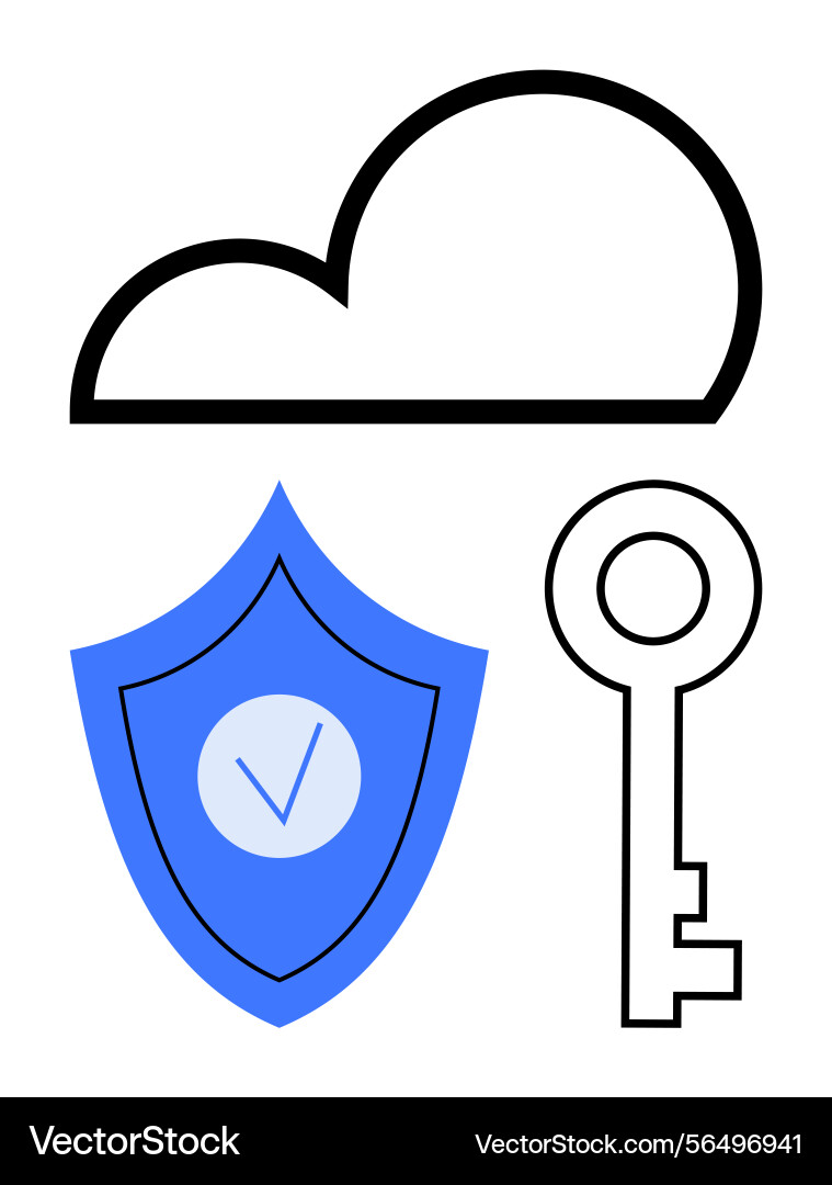 Cloud security concept with key and shield icon Cloud security concept with key and shield icon vector image