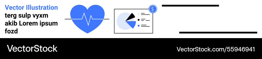 Heartbeat with cardiogram line and financial data Vector Image