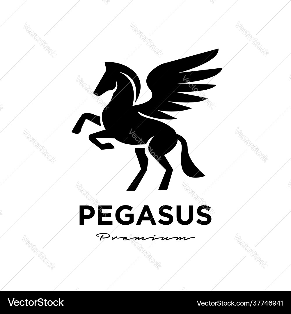 Pegasus Logo - Black Winged Horse Vector Image