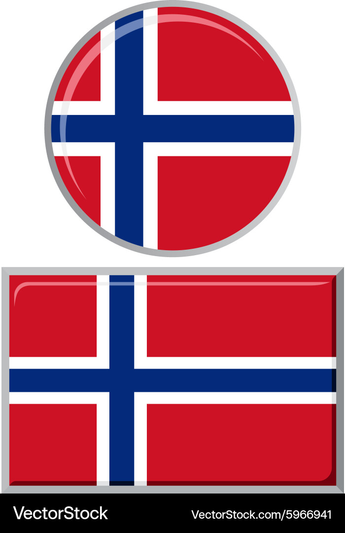 Scandinavian Flag Icons - Round & Square Vector Image