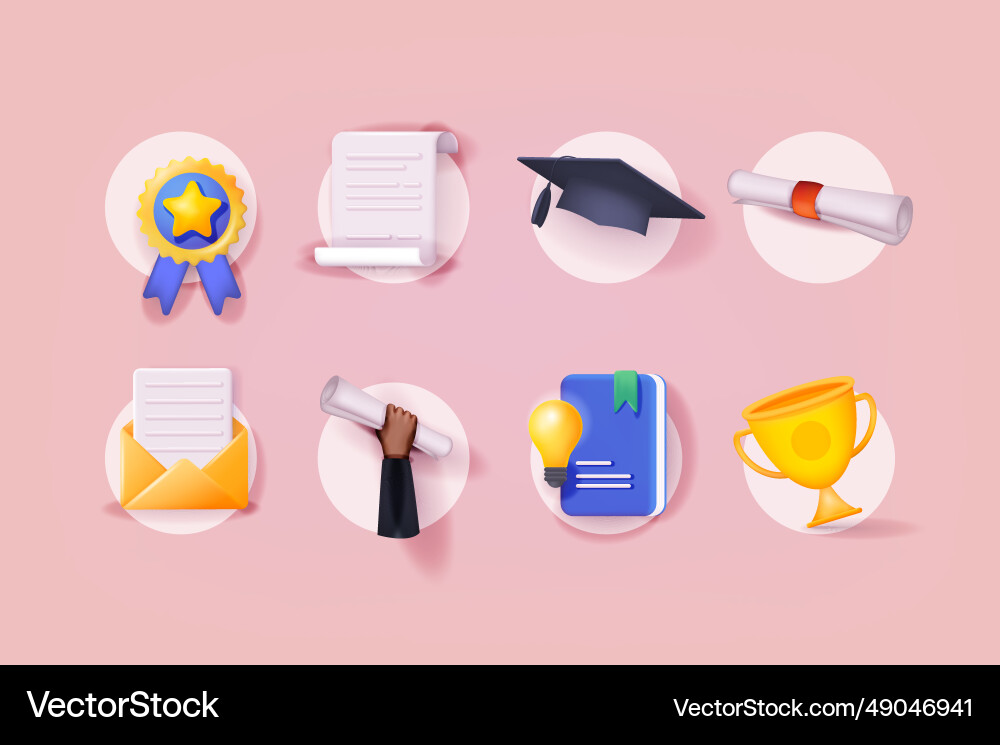 School and university 3d icons set web School and university 3d icons set web vector image
