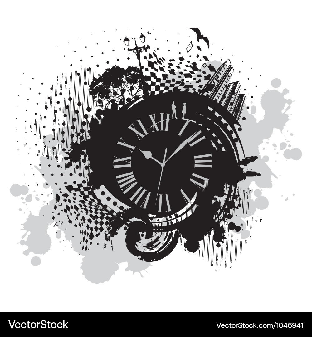 Часы графика на 2025 Travel Clock in Black and White Stock Vector Illustration of architecture, sca