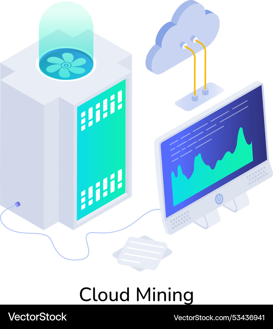 Webcloud mining icon in isometric style Vector Image