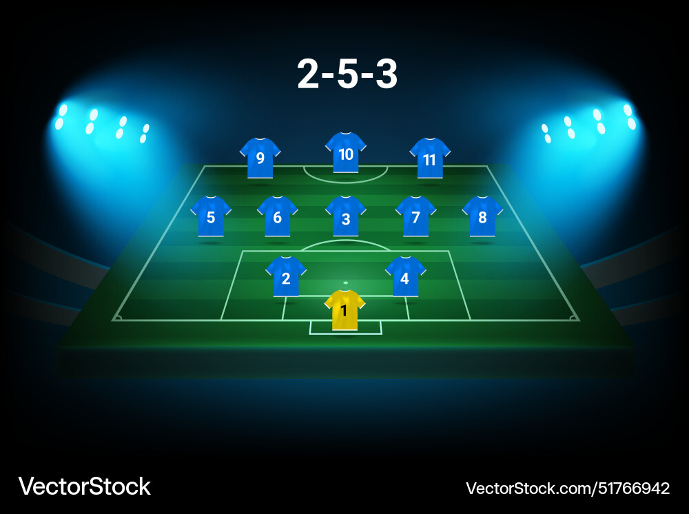 2-5-3 Fußball Team Formation Template Fußball 2-5-3 Fußball Team Formation Template Fußball Vektorbild