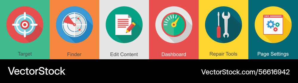 A set of 6 user interface icons as target finder vector image