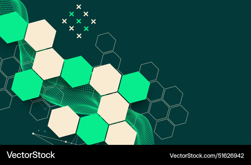 Abstract wave with hexagon is made in a frame Abstract wave with hexagon is made in a frame vector image