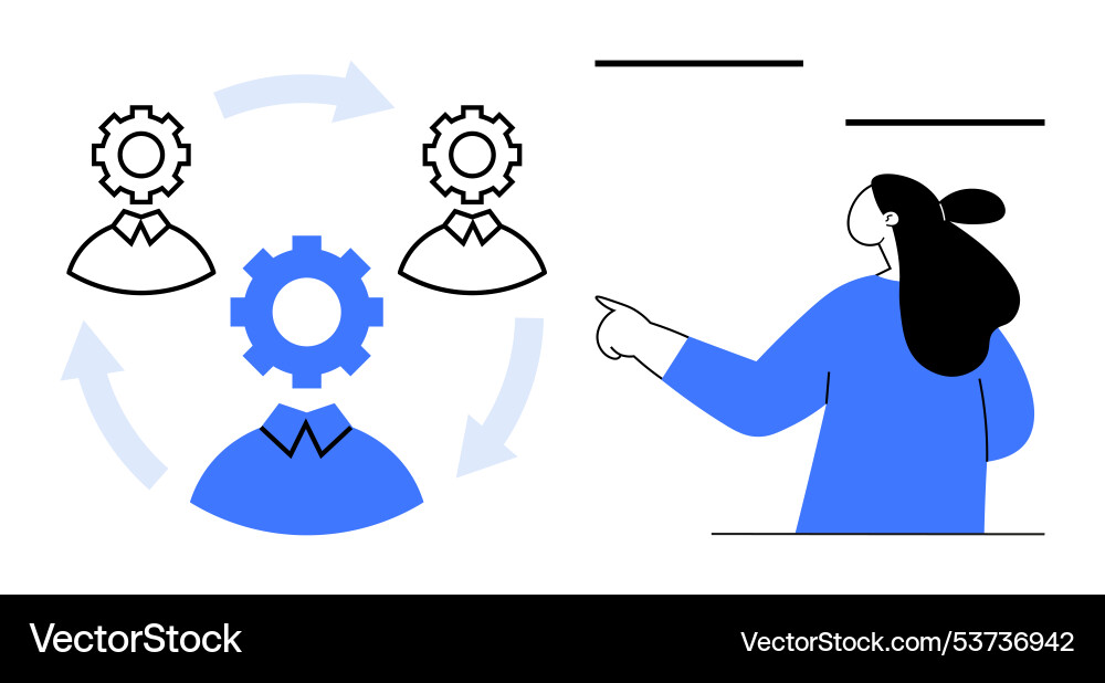 Collaborative teamwork concept with interconnected Collaborative teamwork concept with interconnected Vector Image