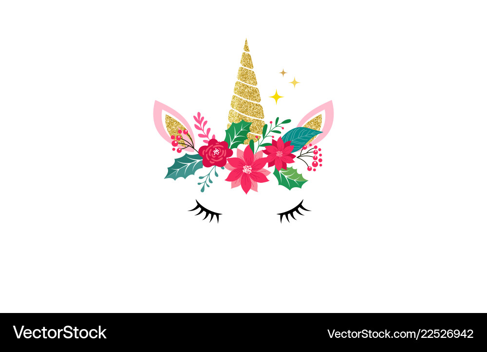 Cute unicorn - merry christmas card vector image