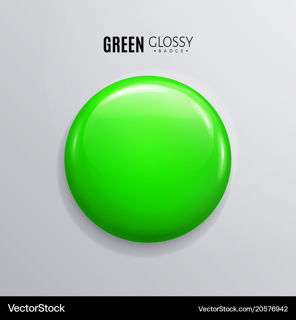 Glossy Green Button - 3D Render vector image