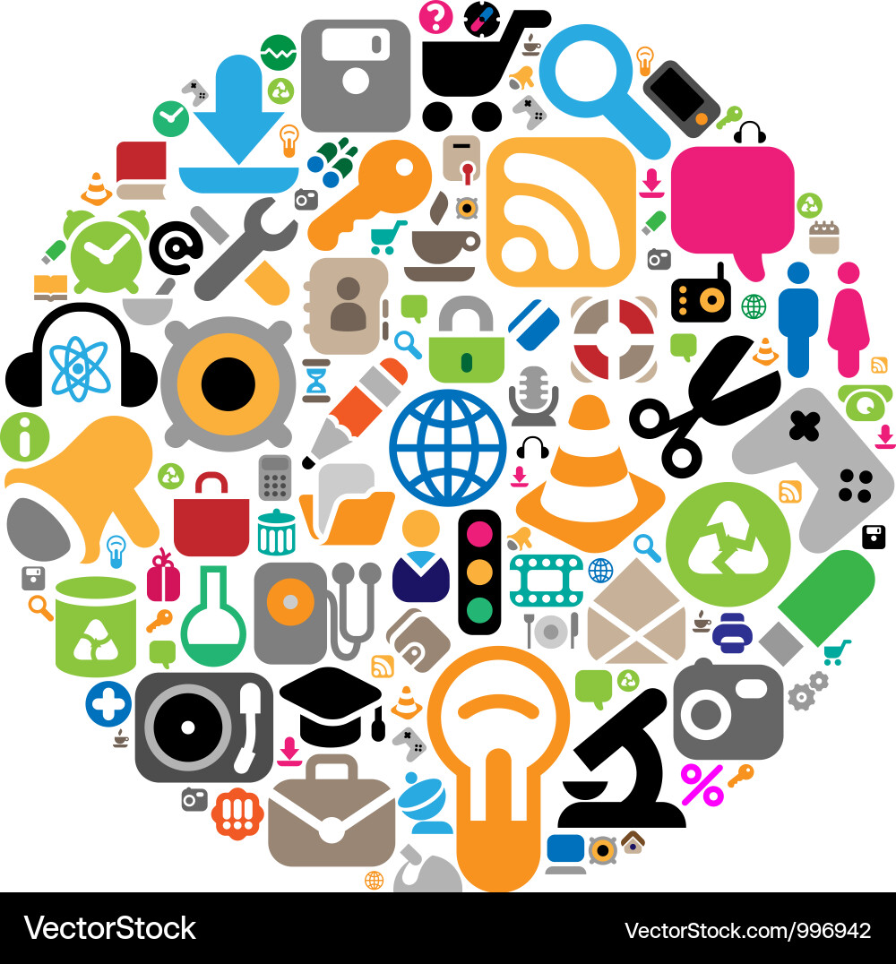 Icon set in circle Vector Image