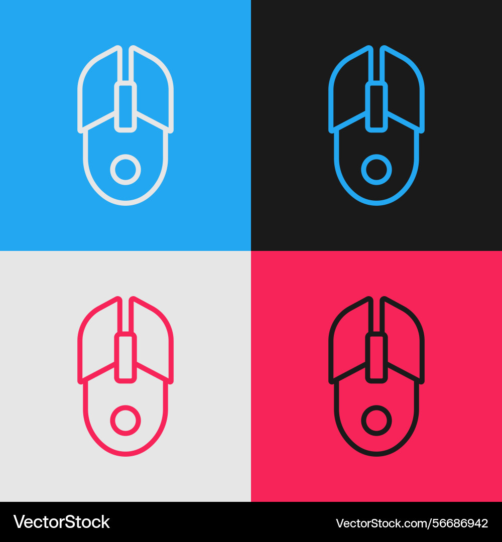 Pop art line computer mouse icon isolated Pop art line computer mouse icon isolated Vector Image
