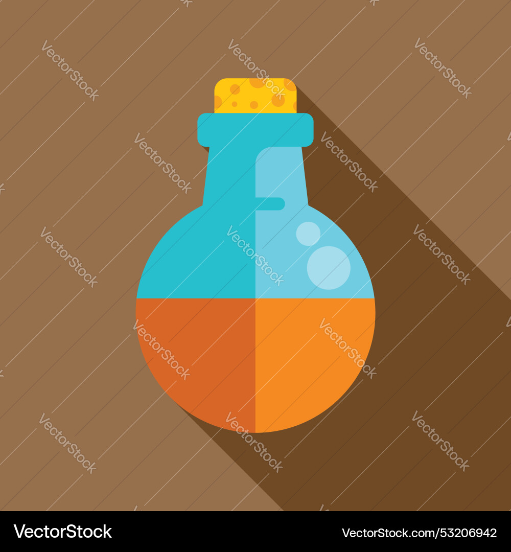 Round bottom flask containing bubbling orange Round bottom flask containing bubbling orange vector image