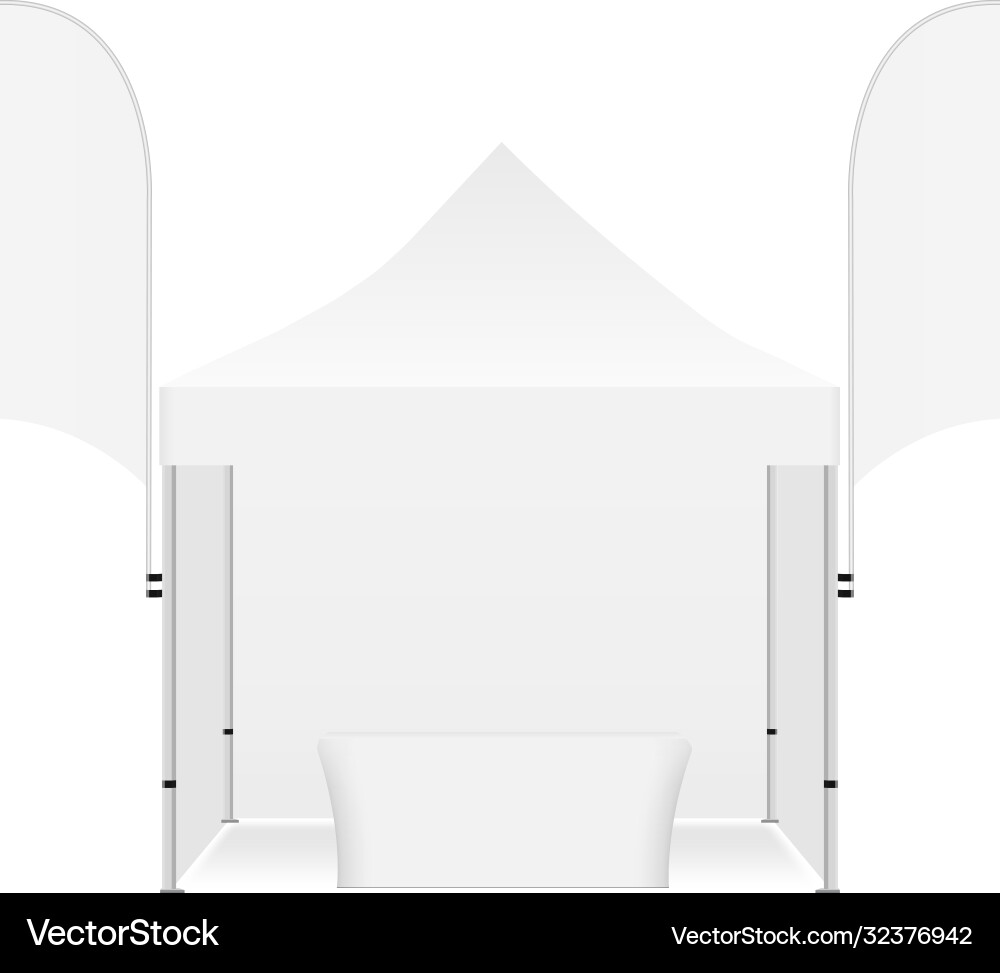 Tent for events withtable and two flags Tent for events withtable and two flags vector image