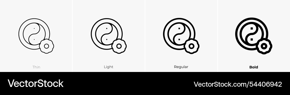 Yin yang icon thin light regular and bold style Yin yang icon thin light regular and bold style Vector Image