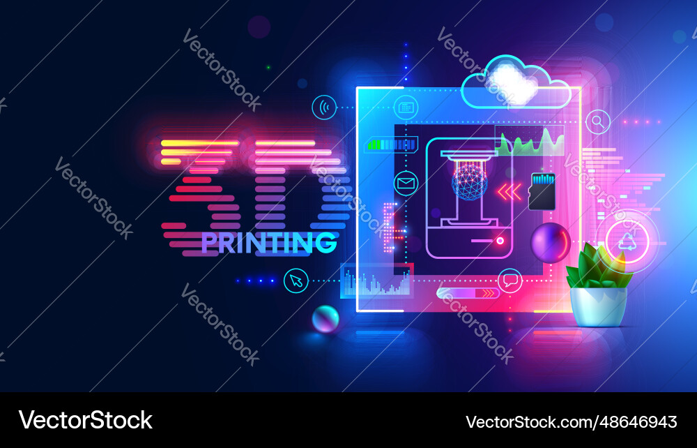 3D Printing Technology Banner Royalty Free Vector Image