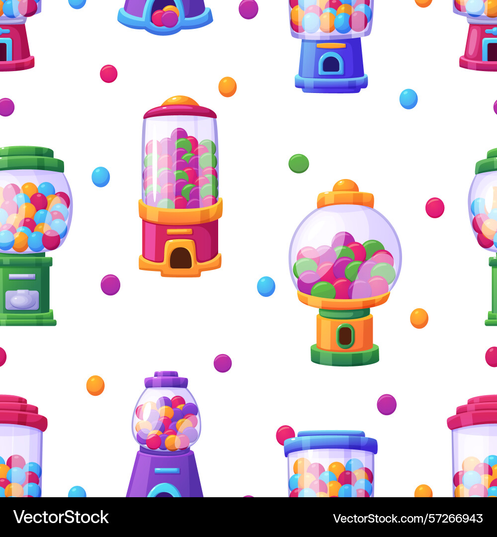 Bubblegum vending machine seamless pattern vector image
