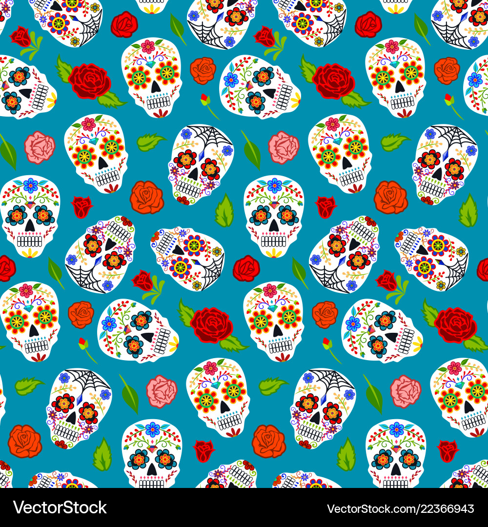 Day of the Dead Sugar Skull Pattern vector image