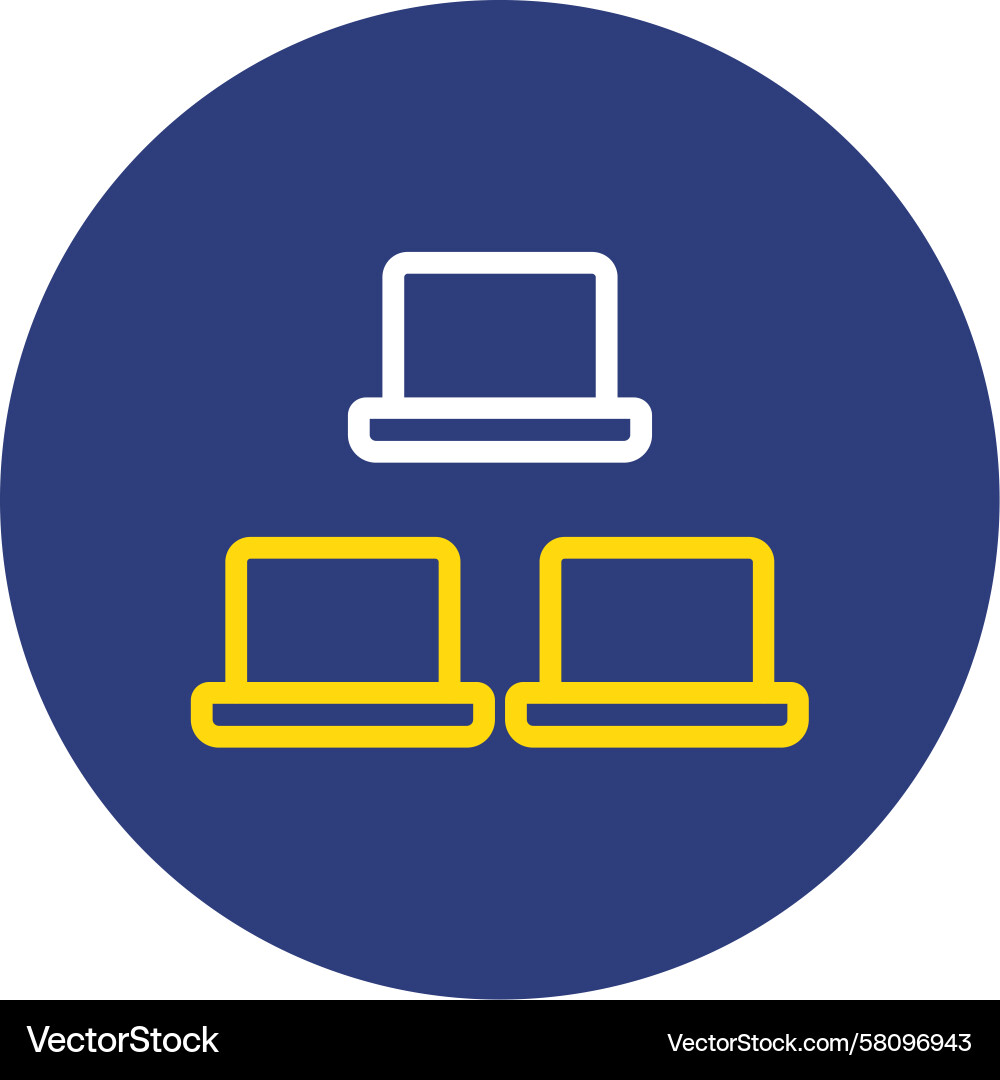 Dual Line Networking Circle Icon Vector Image
