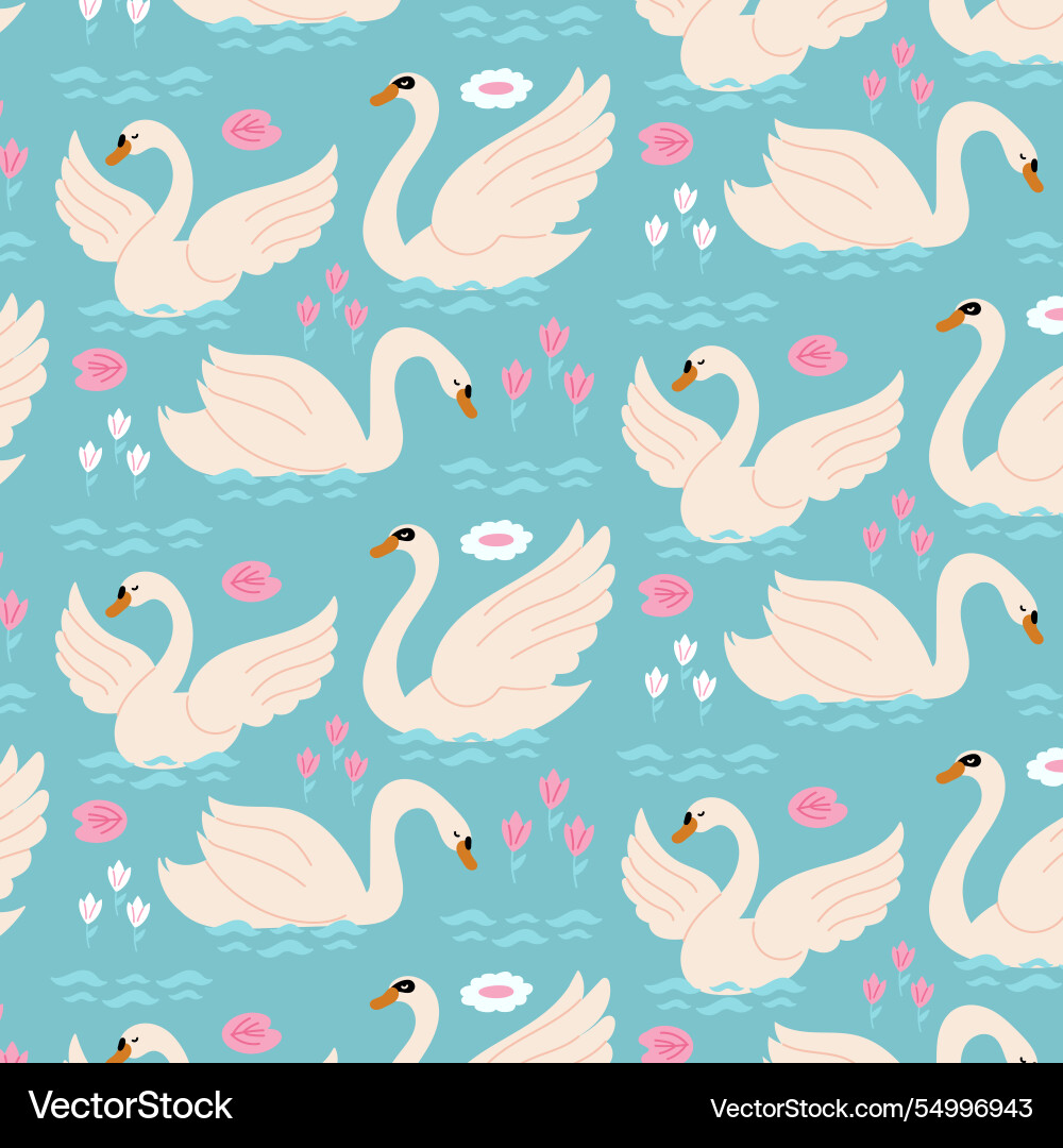 Elegant swan pattern collection Vector Image
