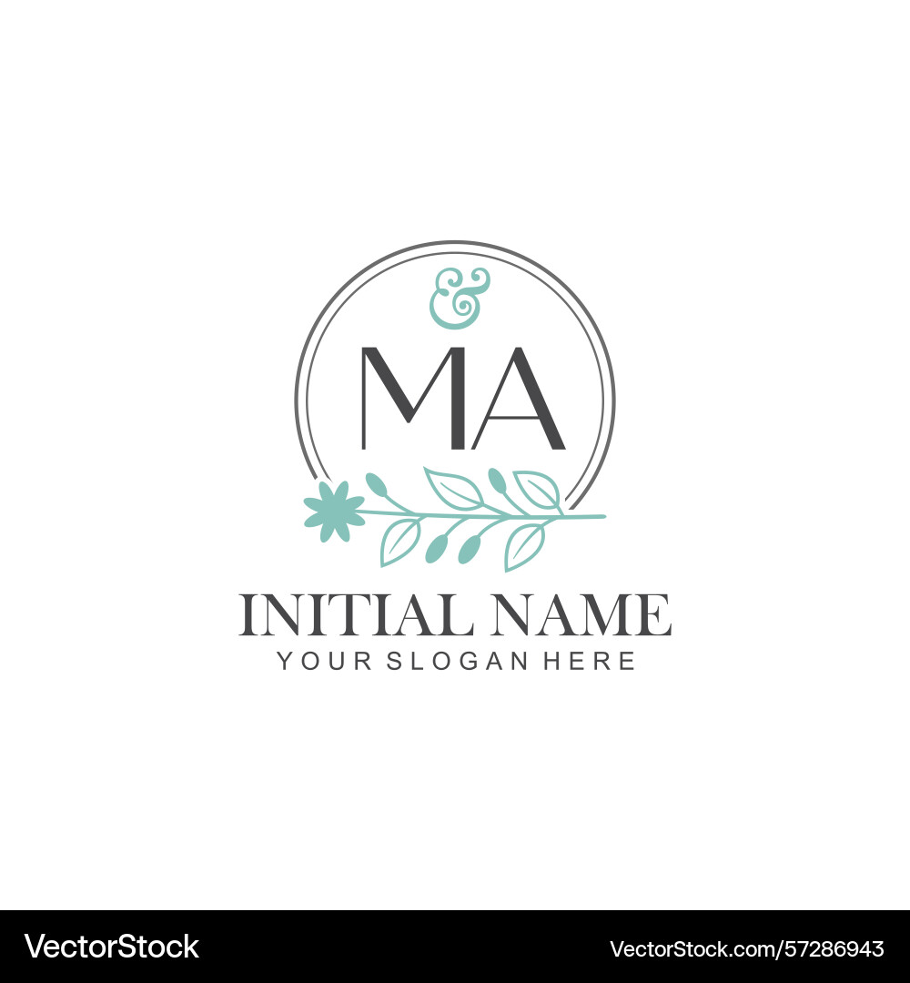 Ma initial logo templates with botanical elements Ma initial logo templates with botanical elements Vector Image