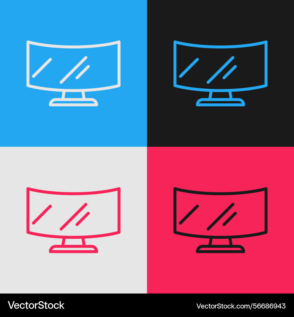Pop art line computer monitor screen icon Pop art line computer monitor screen icon vector image