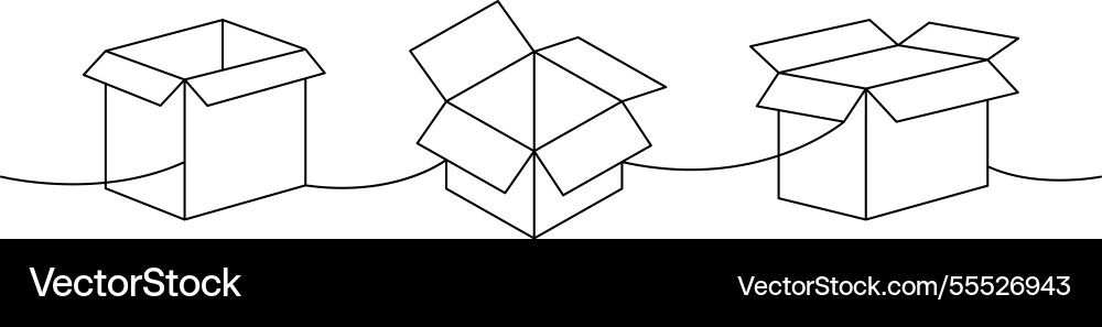 Present boxes one line continuous drawing package Present boxes one line continuous drawing package vector image