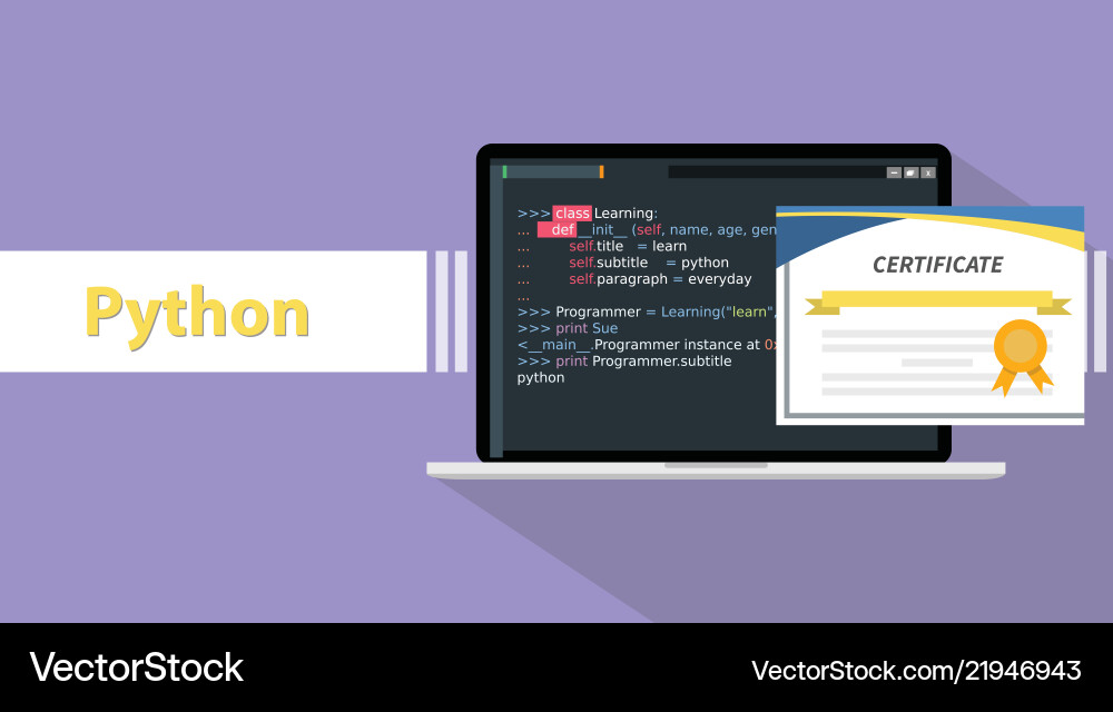 Python Programmiersprachezertifikat Python Programmiersprachezertifikat vektorbild
