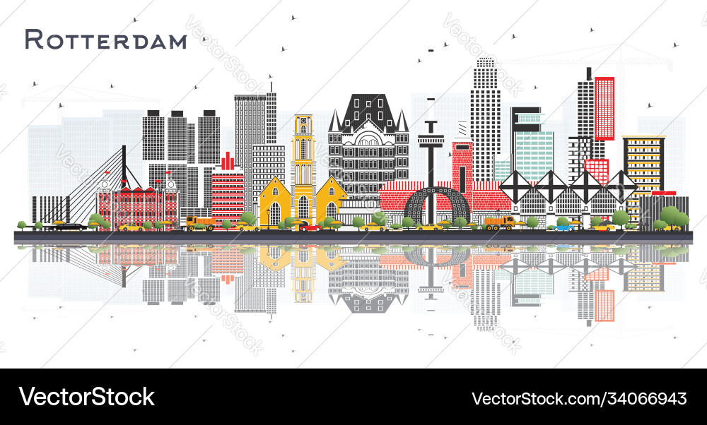 Rotterdam netherlands city skyline with gray Rotterdam netherlands city skyline with gray vector image