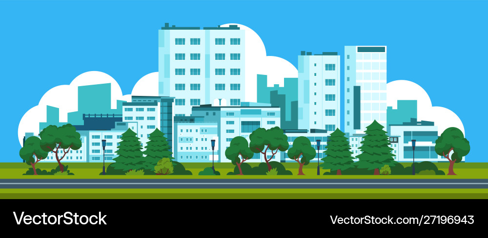 Urban City Park Landscape Vector Image