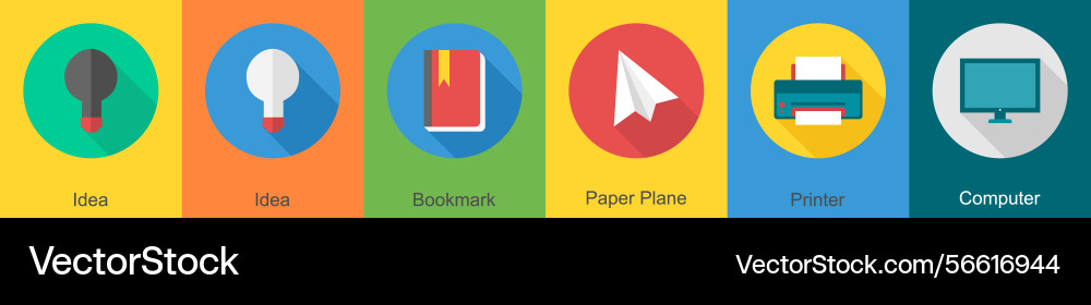 A set of 6 user interface icons as idea bookmark Vector Image