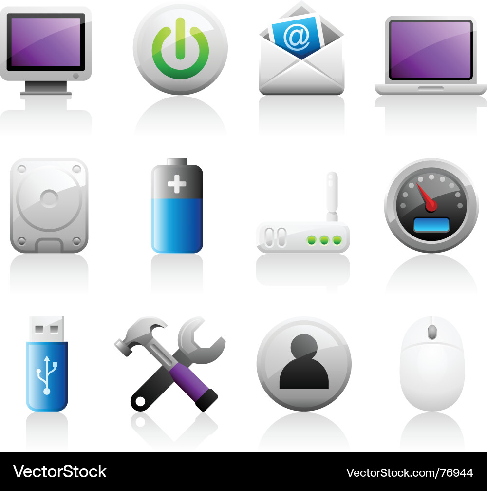 Computer Icon Set - Titanium Series vector image