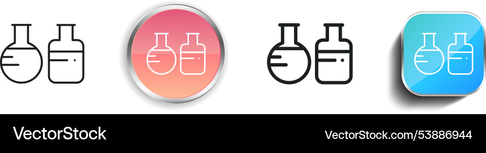 Flasks icon thin linear regular and button style vector image