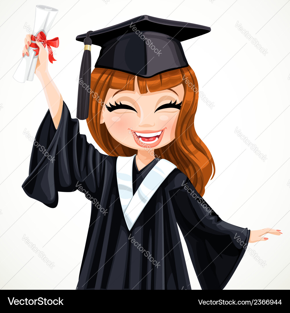 Happy Graduate Girl Vector Image