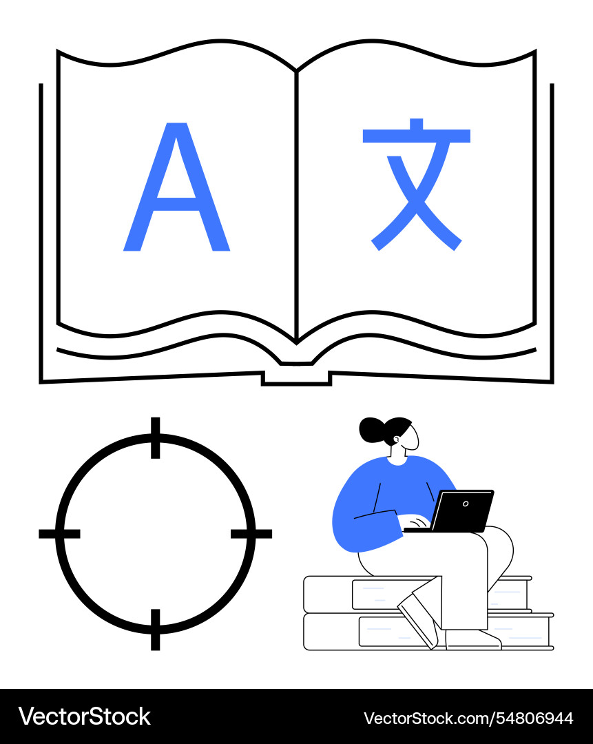 Language learning and localization with open book Language learning and localization with open book vector image