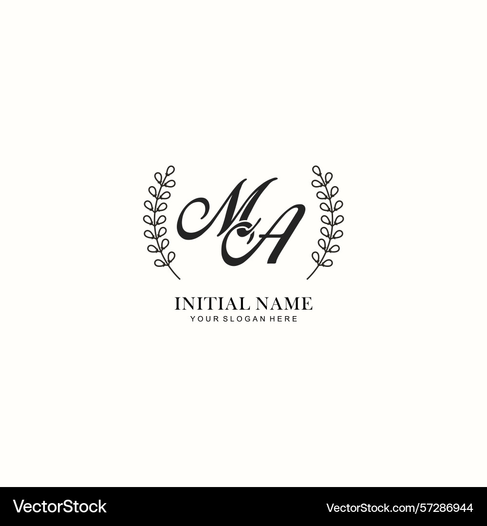 Ma initial logo templates with botanical elements Vector Image