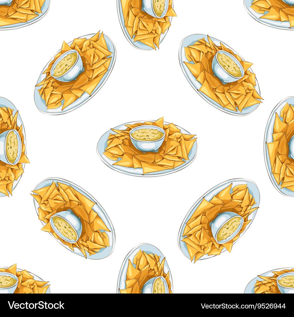Seamless pattern nachos scetch vector image
