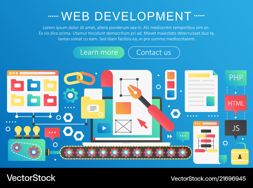 Web Development Concept - Flat Gradient vector image