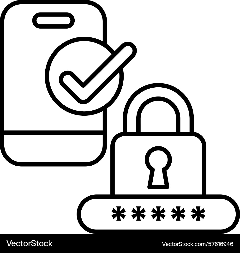 A phone with check mark on it and padlock Vector Image