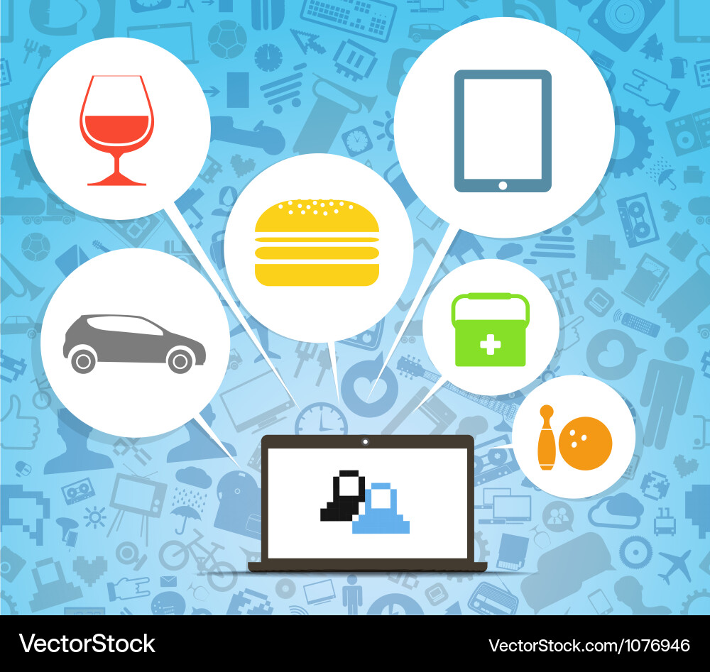 Abstract speech cloud and two connected computers vector image