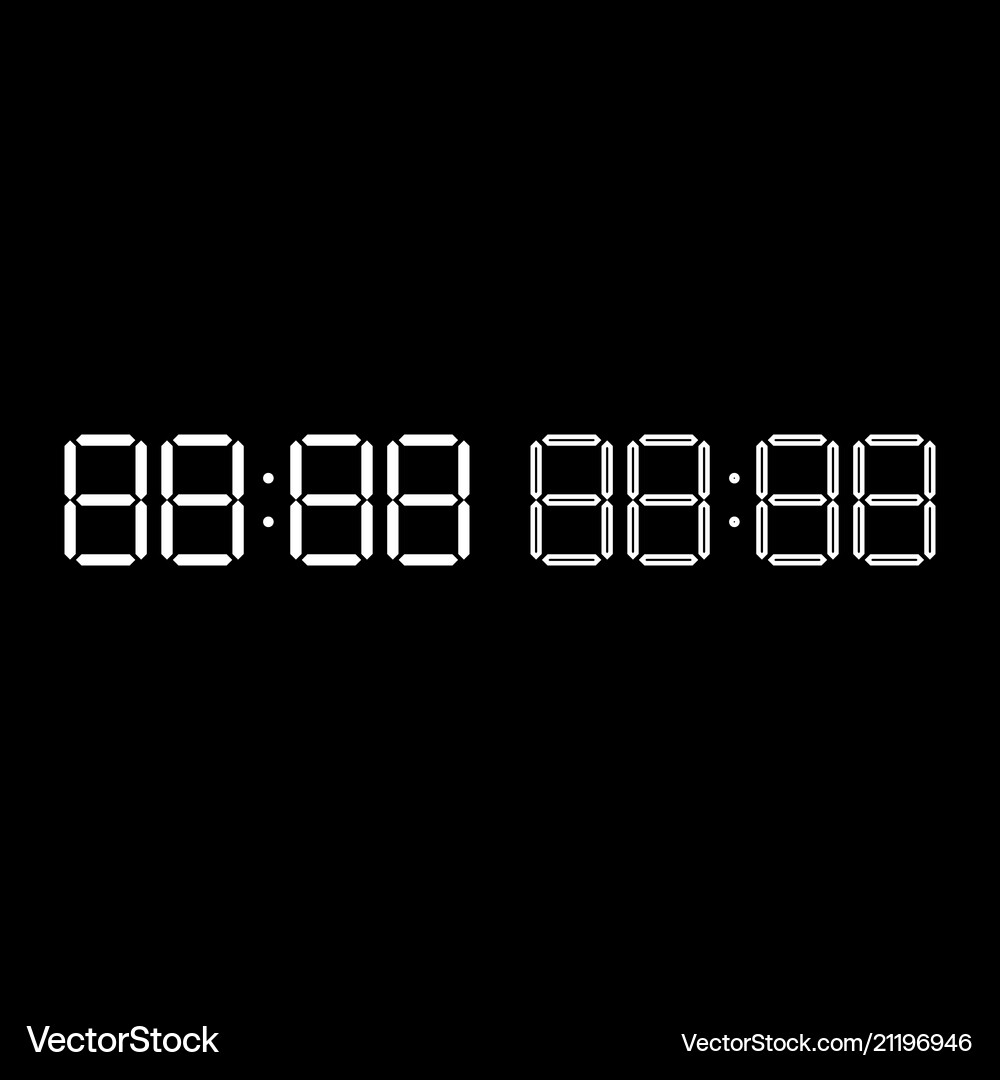 Digital clock face icon set white color flat – Royalty-Free Vector |  VectorStock, image size:1000x1080