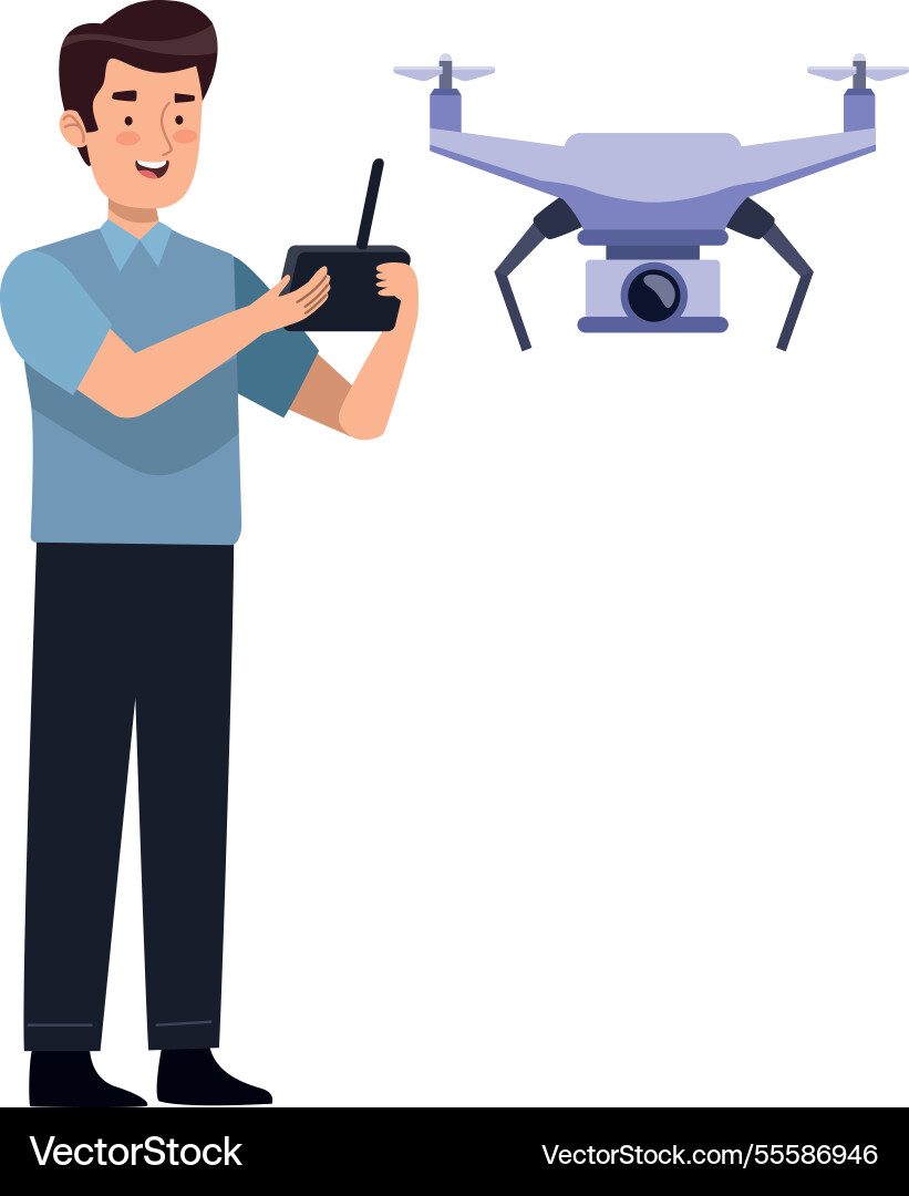 Drone pilot using remote control icon Vector Image