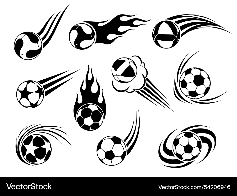 Flying soccer volleyball basketball ball black Vector Image